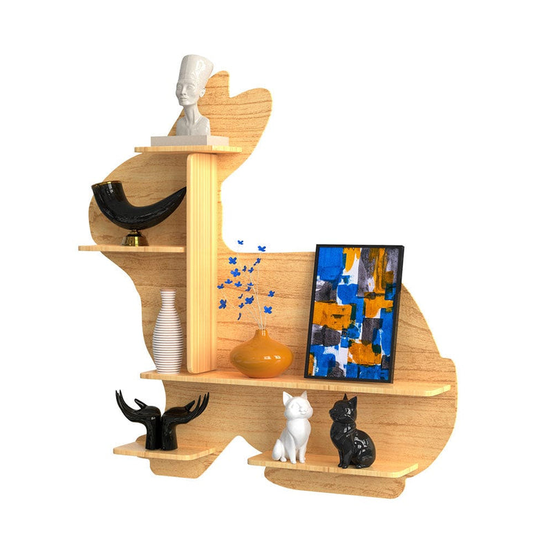 DecorGlance Wall Shelf Rabbit shape Wood Wall Shelf / Book Shelf / Oak Wood