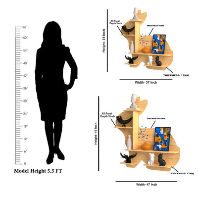 DecorGlance Wall Shelf Rabbit shape Wood Wall Shelf / Book Shelf / Oak Wood