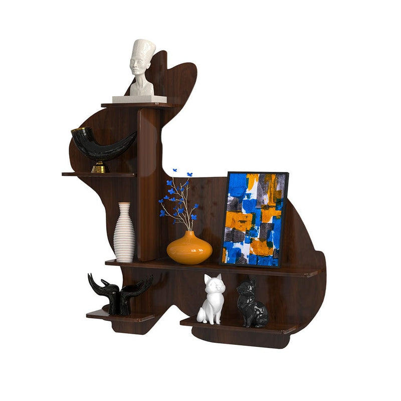 DecorGlance Wall Shelf Rabbit shape Wood Wall Shelf / Book Shelf /  Walnut Wood