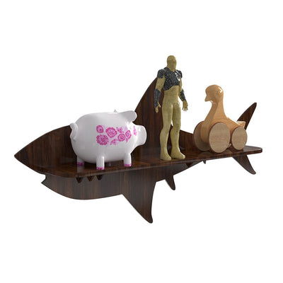 DecorGlance Wall Shelf Shark Walnut Wood Wall Shelf