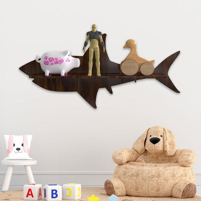 DecorGlance Wall Shelf Shark Walnut Wood Wall Shelf