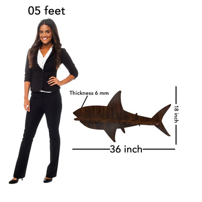 DecorGlance Wall Shelf Shark Walnut Wood Wall Shelf