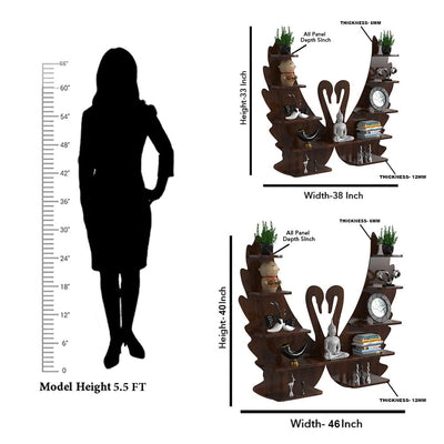 DecorGlance Wall Shelf Swan shape Wooden Wall Shelf / Book Shelf / Walnut Wood