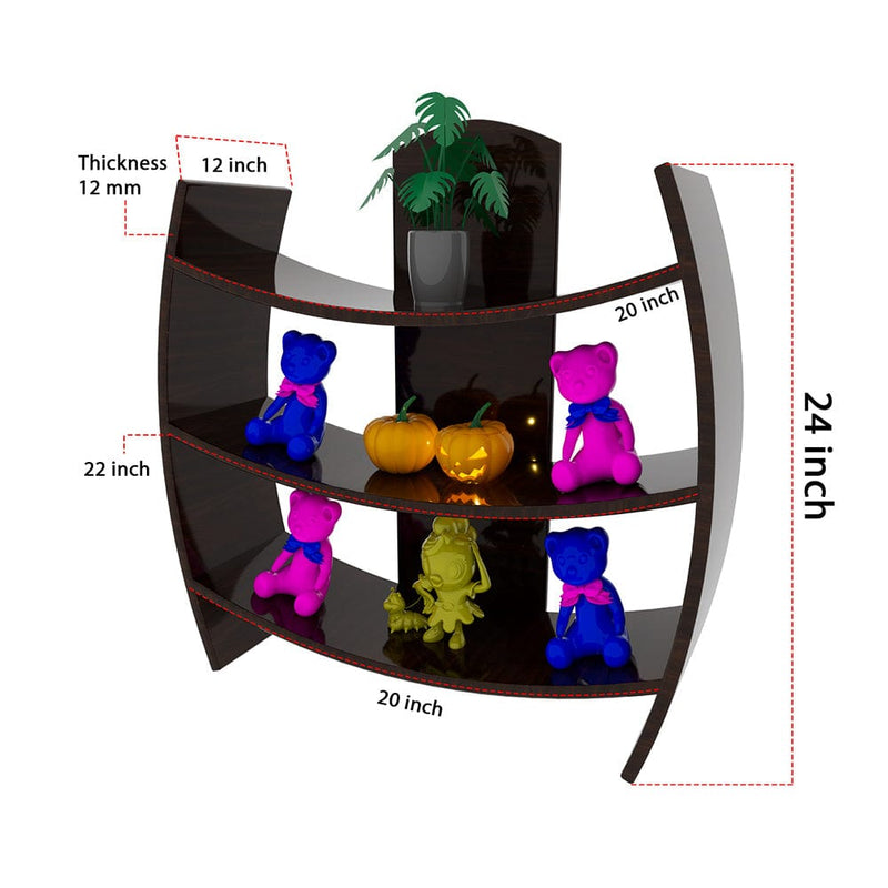 Walnut Wooden Wall Display Shelf