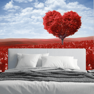 DecorGlance Wallpaper Red Tree In The Shape Of Heart Digitally Printed Wallpaper