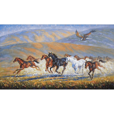 DecorGlance Wallpaper Running Horses Digitally Printed Wallpaper