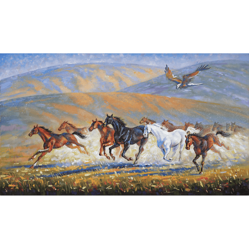 DecorGlance Wallpaper Running Horses Digitally Printed Wallpaper