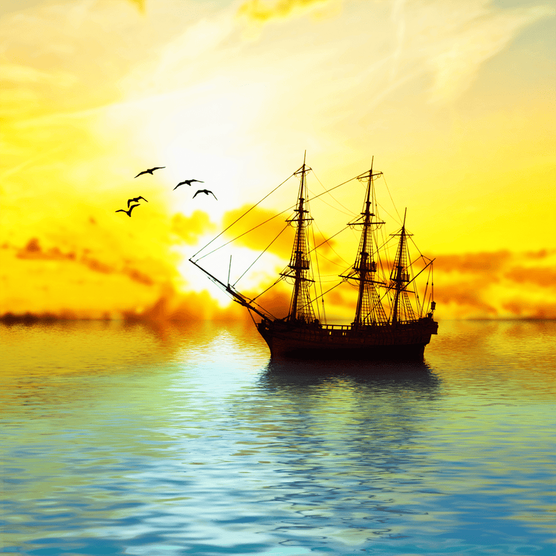 DecorGlance Wallpaper Sailboat Digitally Painting Wallpaper