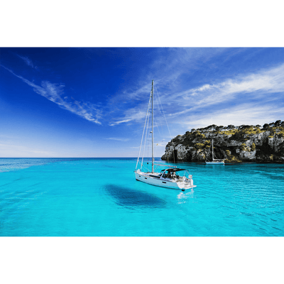 DecorGlance Wallpaper Sea & Boat Scenery Digitally Printed Wallpaper