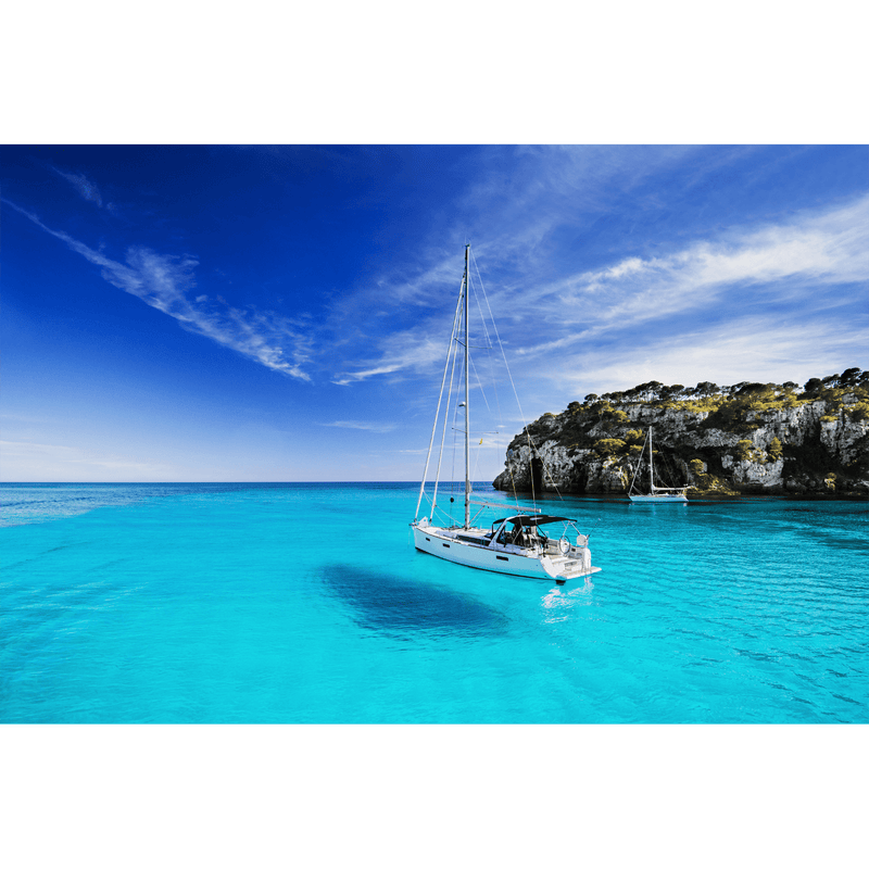 DecorGlance Wallpaper Sea & Boat Scenery Digitally Printed Wallpaper