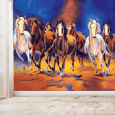 DecorGlance Wallpaper Seven Horses Running Digitally Printed Wallpaper