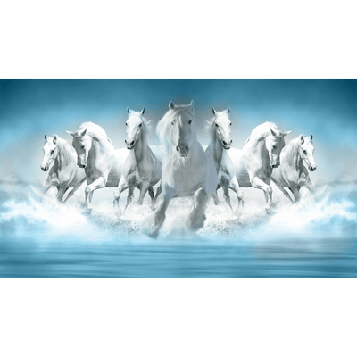 DecorGlance Wallpaper Seven Running Horses Digitally Printed Wallpaper