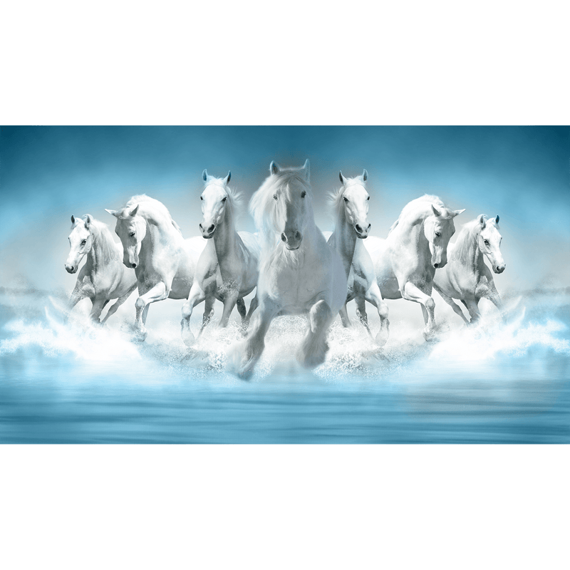 DecorGlance Wallpaper Seven Running Horses Digitally Printed Wallpaper