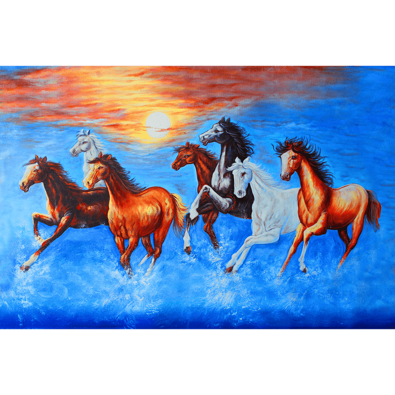 DecorGlance Wallpaper Seven Running Horses Digitally Printed Wallpaper