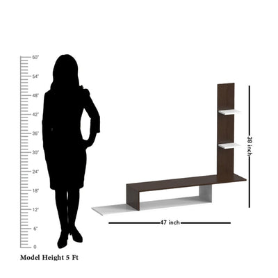 DecorGlance Walnut and White Wooden Tv Unit Cabinet