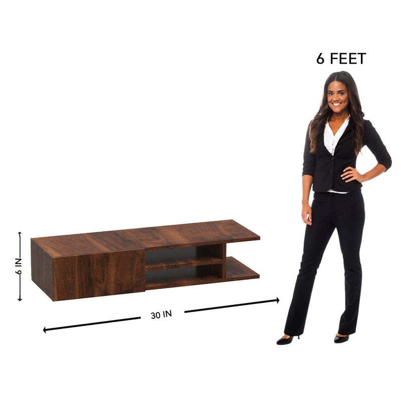 DecorGlance Walnut Cabinet Tv Unit and book shelves