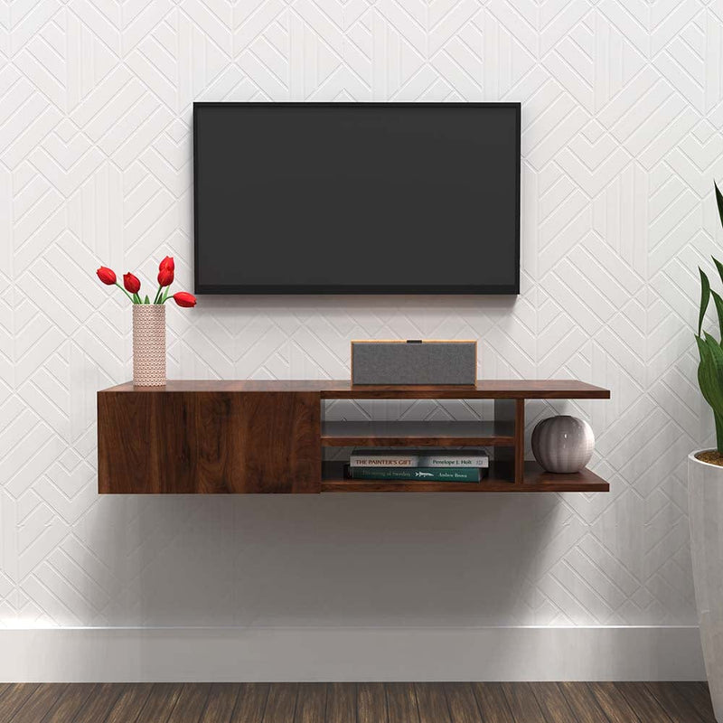 DecorGlance Walnut Cabinet Tv Unit and book shelves