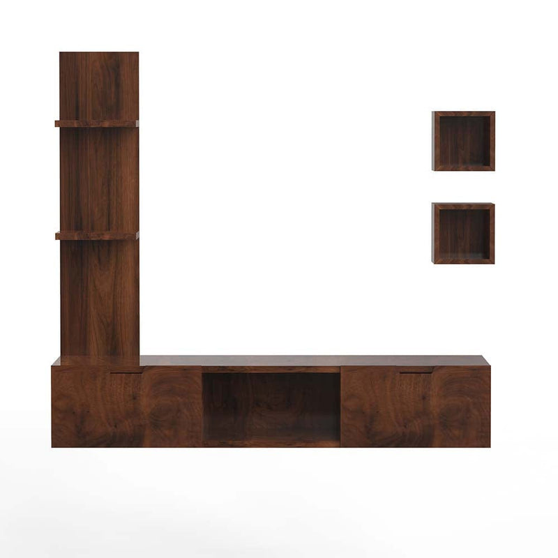 DecorGlance Walnut Finish Shelved Tv Unit Cabinet