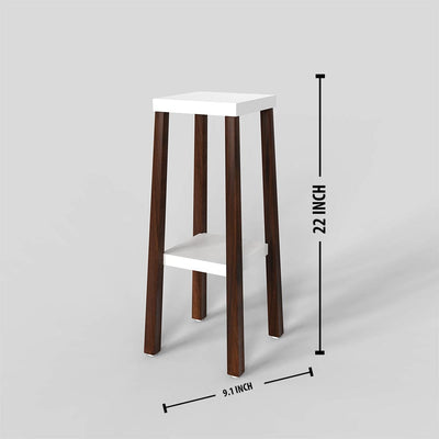 DecorGlance walnut Wood White Base with Dark Legs Two Tier Planter Stand