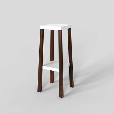 DecorGlance walnut Wood White Base with Dark Legs Two Tier Planter Stand