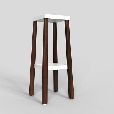DecorGlance walnut Wood White Base with Dark Legs Two Tier Planter Stand