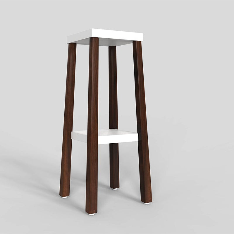 DecorGlance walnut Wood White Base with Dark Legs Two Tier Planter Stand
