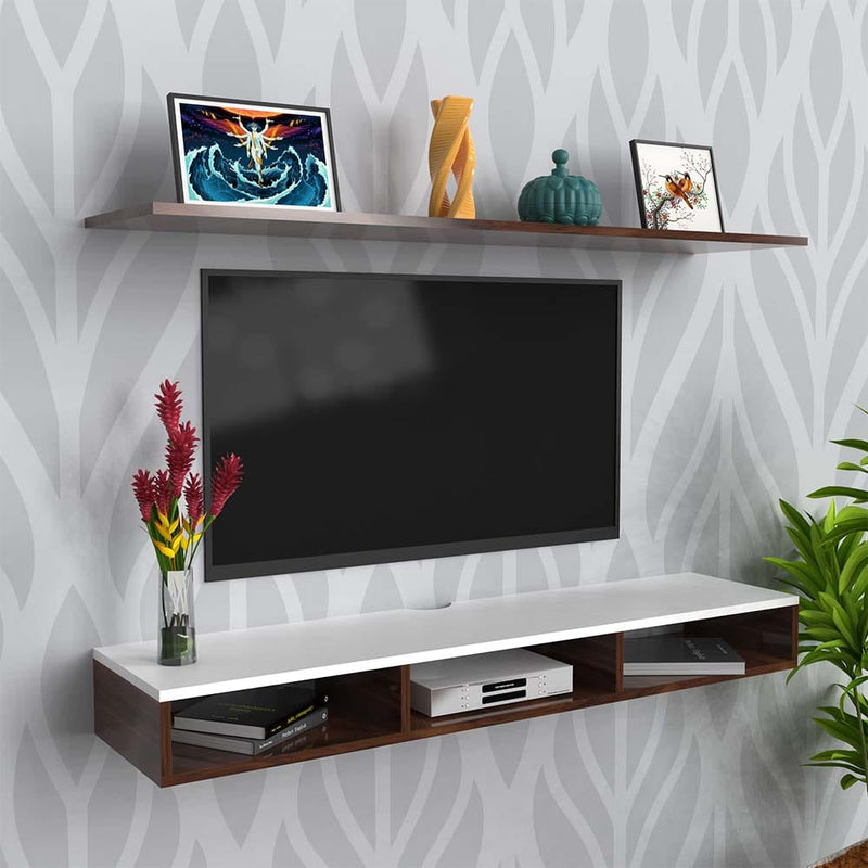 DecorGlance Walnut Wooden Tv Unit Cabinet