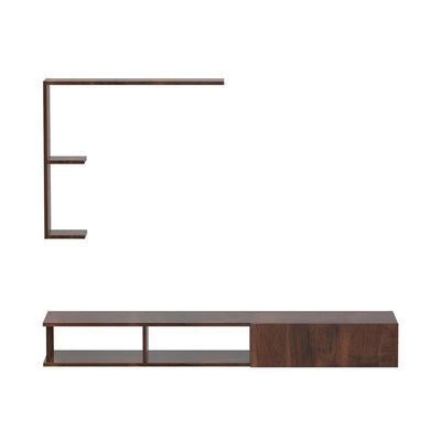 DecorGlance Walnut Wooden Tv Unit Cabinet with Shelves