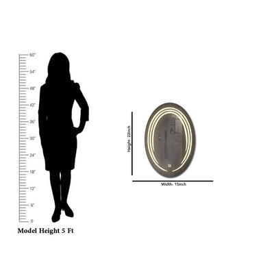 DecorGlance (15 x 22) inches Warm LED Oval Bathroom Mirror