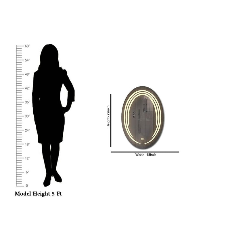DecorGlance (15 x 22) inches Warm LED Oval Bathroom Mirror