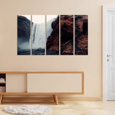 DecorGlance Water Fall View Canvas Wall Painting - With 5 Panel