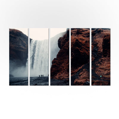 DecorGlance Water Fall View Canvas Wall Painting - With 5 Panel
