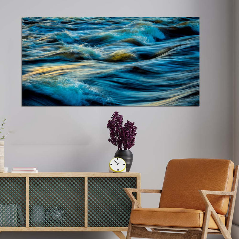 DecorGlance Water Waves Abstract Print On Canvas Wall Painting