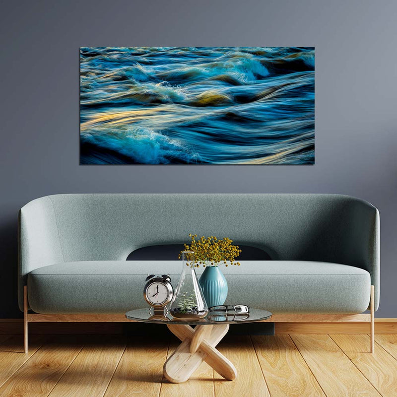 DecorGlance Water Waves Abstract Print On Canvas Wall Painting