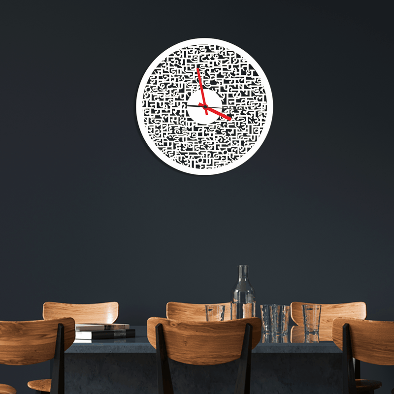 decorglance White Engineered Floral Design Analog Wood Wall Clock