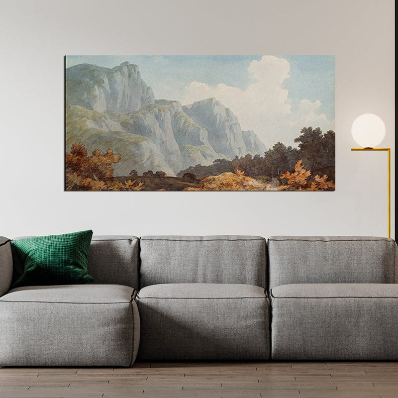 DecorGlance White Mountain Beautiful Scenery Canvas Wall Painting