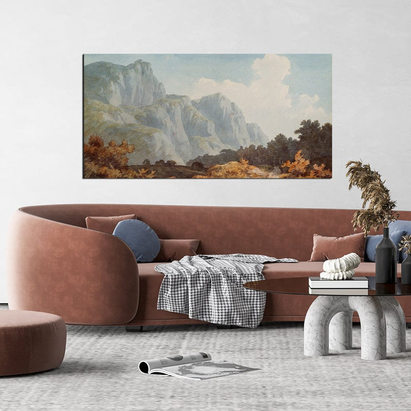 DecorGlance White Mountain Beautiful Scenery Canvas Wall Painting