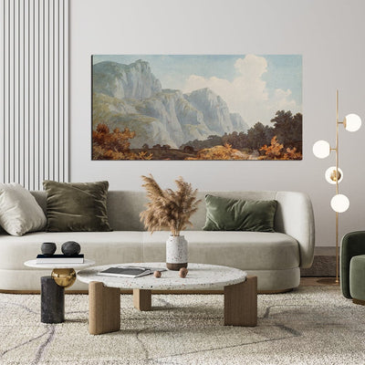 DecorGlance White Mountain Beautiful Scenery Canvas Wall Painting