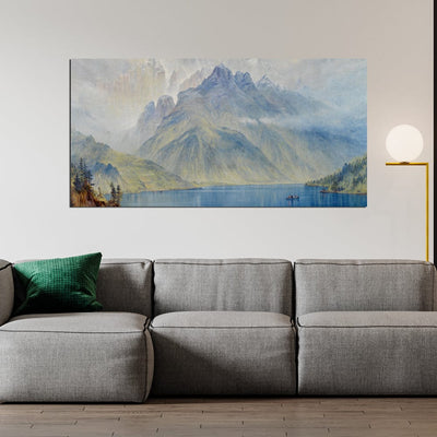 DecorGlance White Mountain Scenery Canvas Wall Painting