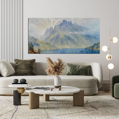 DecorGlance White Mountain Scenery Canvas Wall Painting