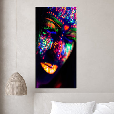 DecorGlance Women With Neon Face Canvas Wall Painting