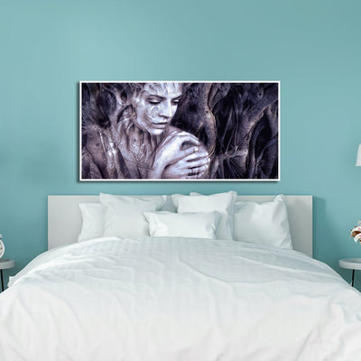 DecorGlance Women With Tree Fantasy Canvas Floating Frame Wall Painting
