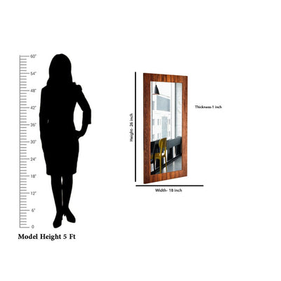 DecorGlance Wood Matte Finish Rectangular Wall Mirror