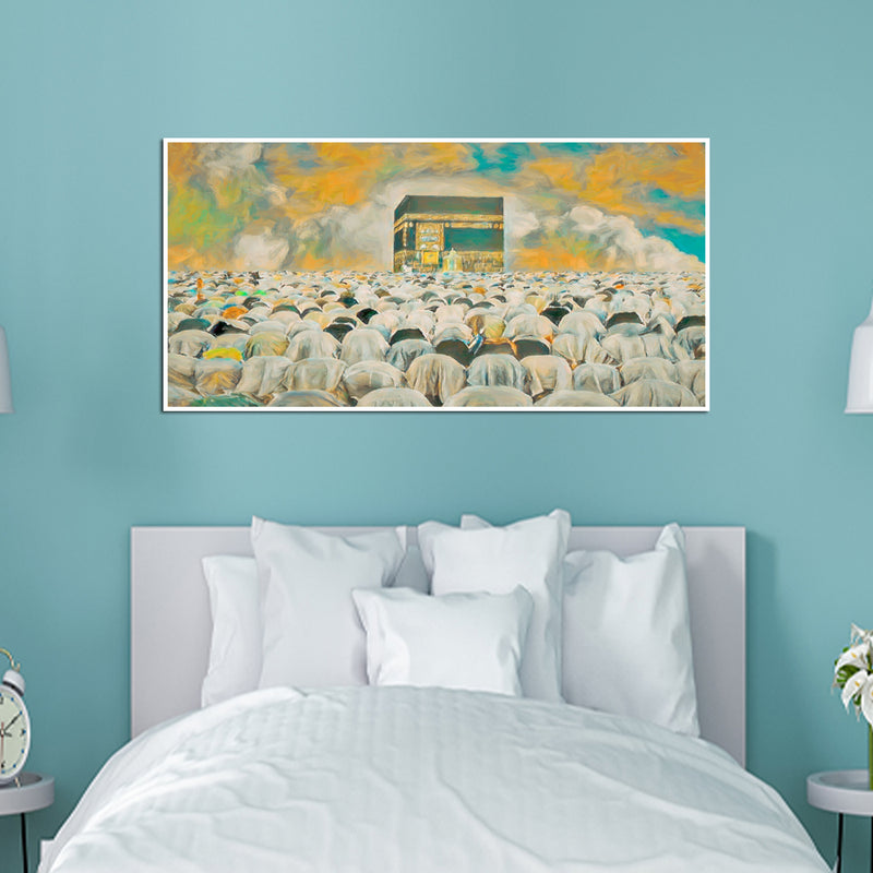 Makkah Namaj Abstract Scenery Floating Frame Canvas Wall Painting