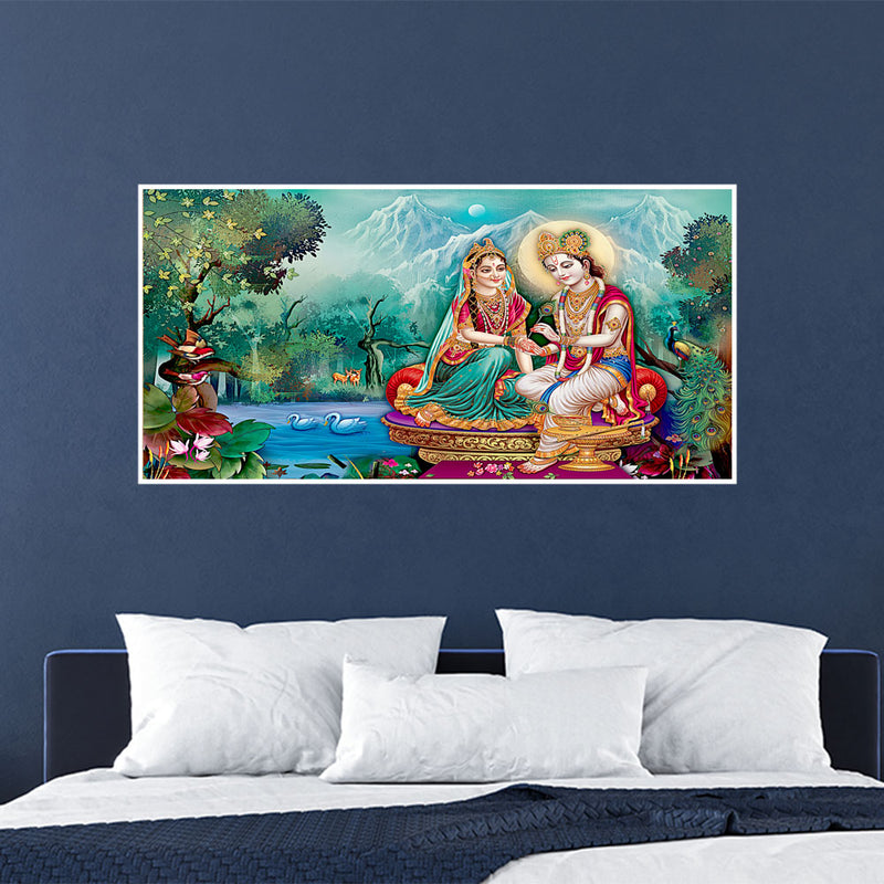 Beautiful Radha Krishna Canvas Floating Frame Wall Painting