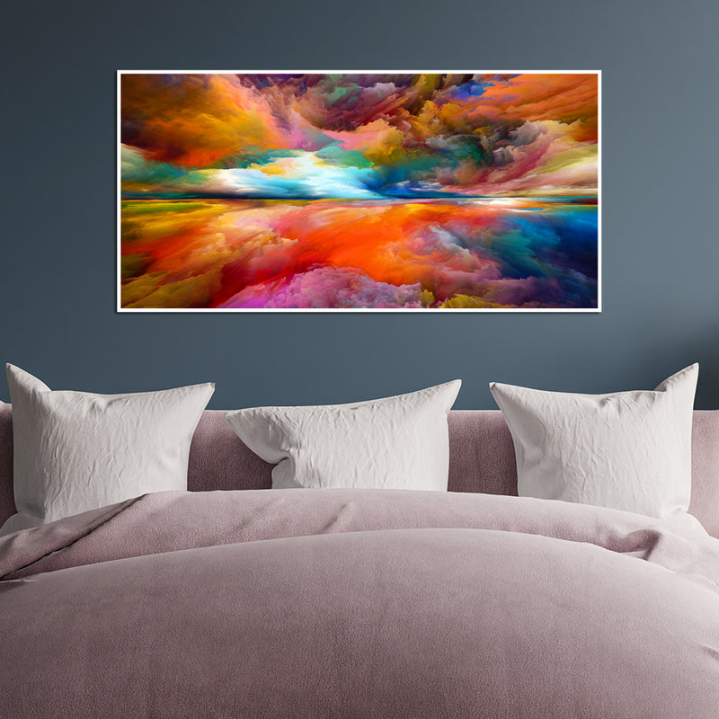 Colourful Sky Abstract Canvas Floating Frame Wall painting