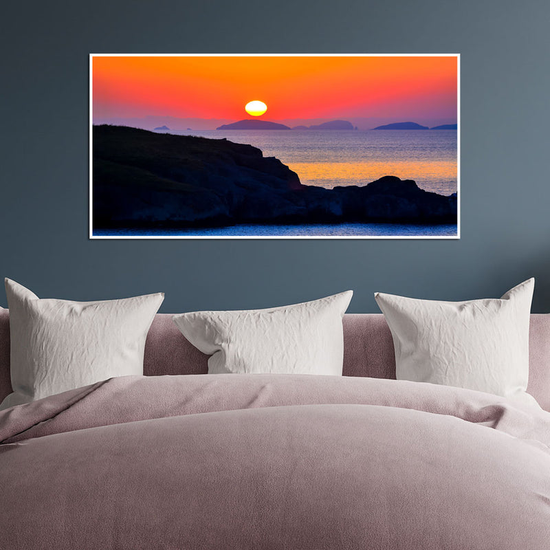 Mountain Sunset scenery Floating Frame Canvas Wall Painting