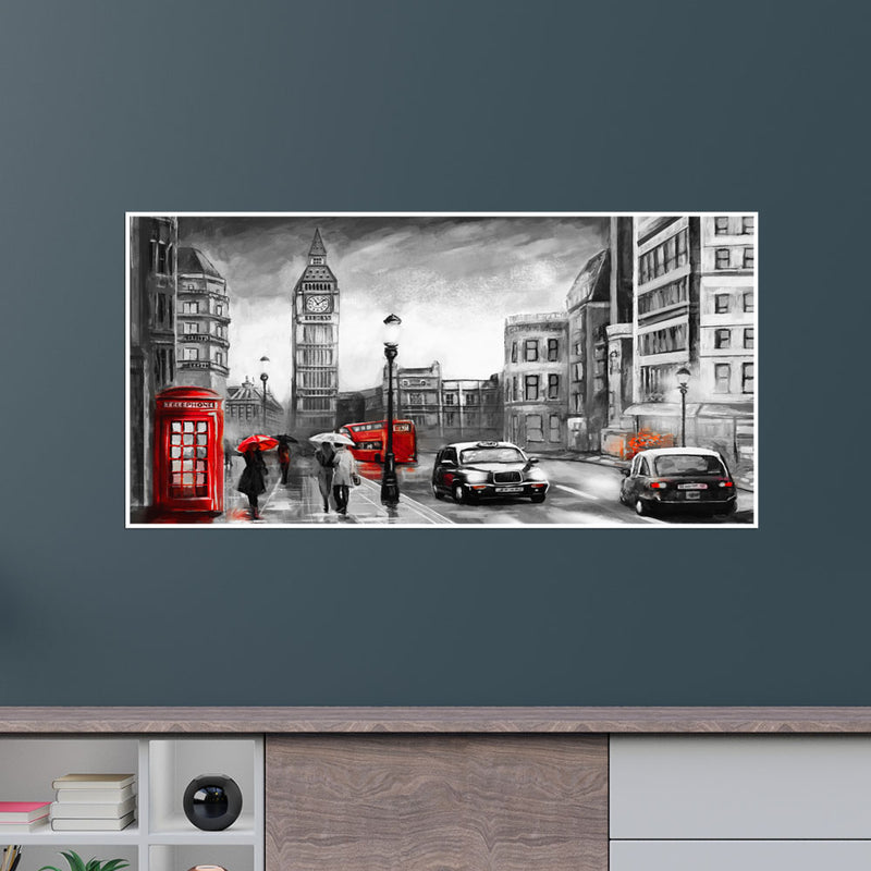 Grey-Scale Illustration Floating Frame Canvas Wall Painting