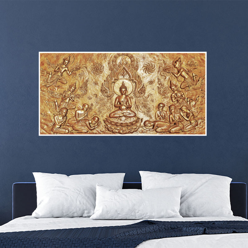 Golden Buddha Canvas Floating Frame Wall Painting