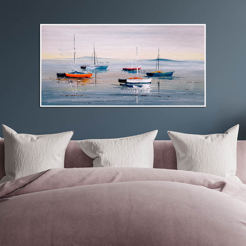 Acrylic Color Boat Abstract Floating Frame Canvas Wall painting
